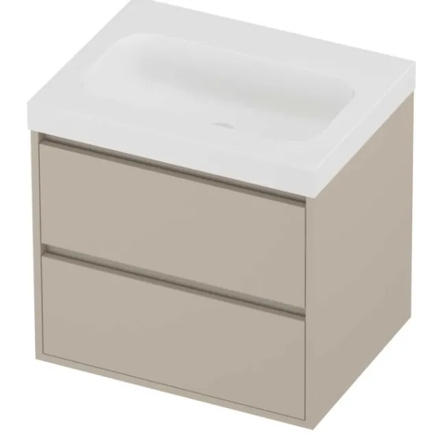 Proline Haga Badmeubelset Polystone Mezza 60x46x58 cm Mat White Soft Linen Beige