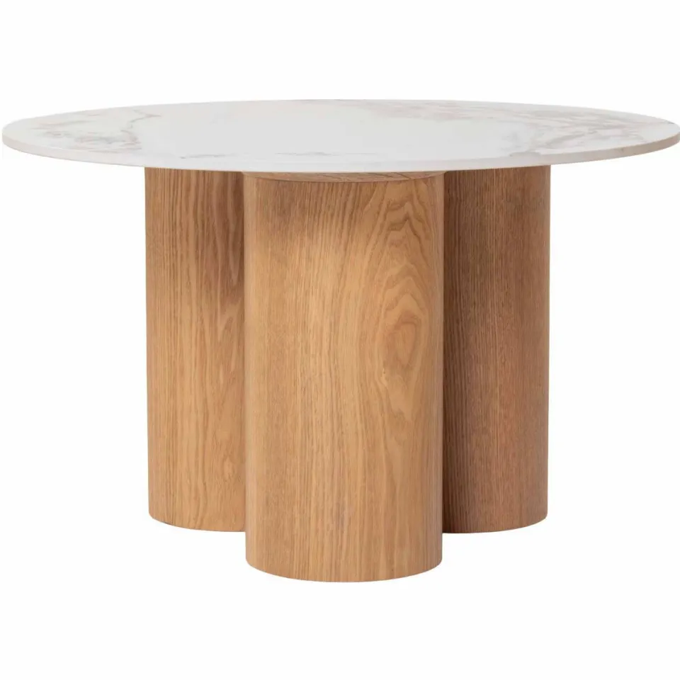 Giga Meubel Salontafel Alita - Wit Keramiek/Naturel - Ø70/50x42/32cm, foto 4