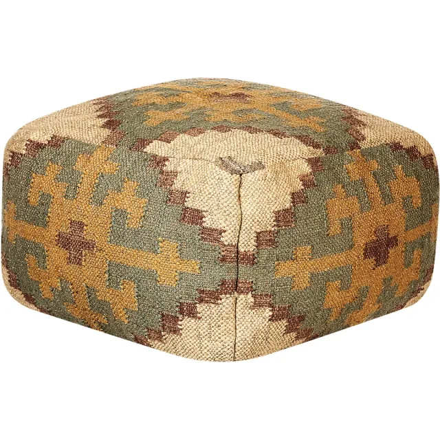 Beliani SARON - Poef - Lichtgroen - Jute Beige