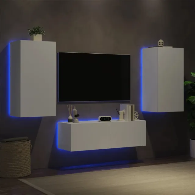 vidaXL 3-delige tv-wandmeubelset met LED-verlichting wit, foto 2