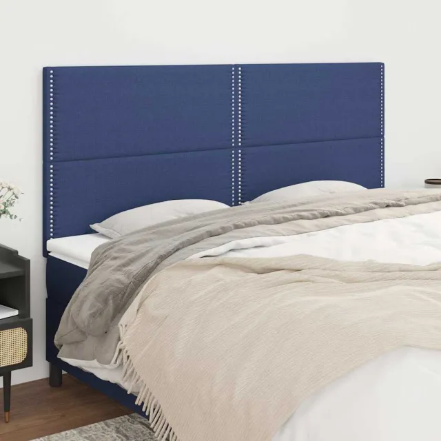 vidaXL Hoofdbord blauw 200x5x118/128 cm stof