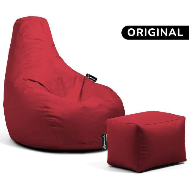 Casacomfy Premium Original - Complete Zitzak Set met Voetenbankje - Voor Volwassenen & Kinderen - Rood Rood + voetenbankje
