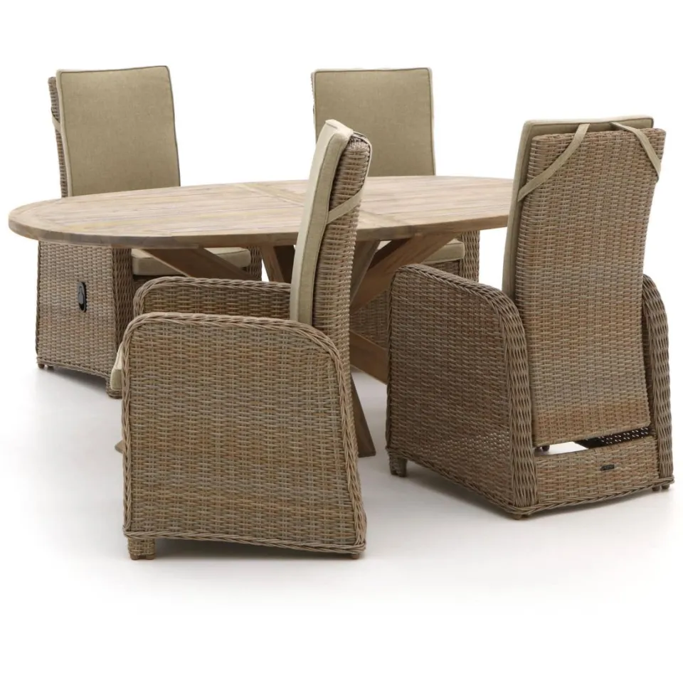 Intenso Furniture Intenso Umbria/ROUGH-Y Ellips 200cm dining tuinset 5-delig verstelbaar taupe, foto 4