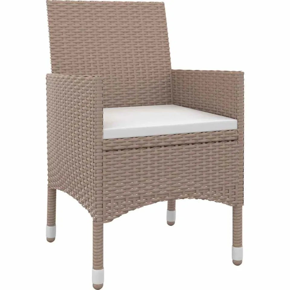 vidaXL 5-delige Tuinset met kussens poly rattan en glas Beige