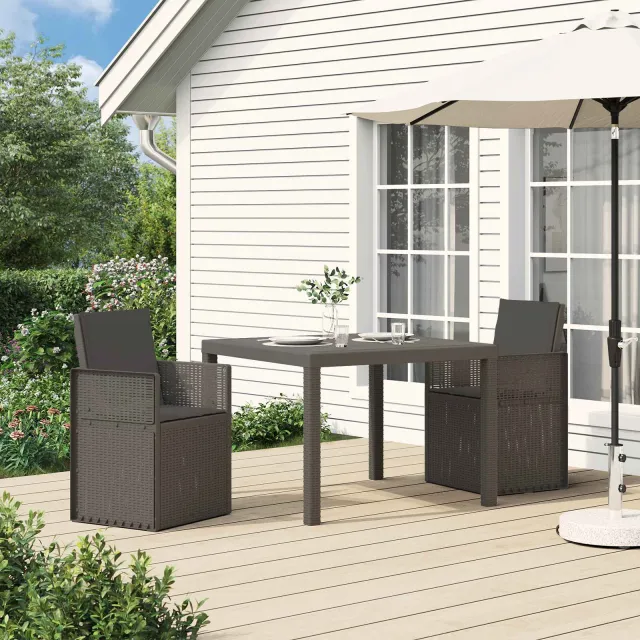 vidaXL Tuin eettafelset 3 st Lichtgrijs en antracietkleurig PP