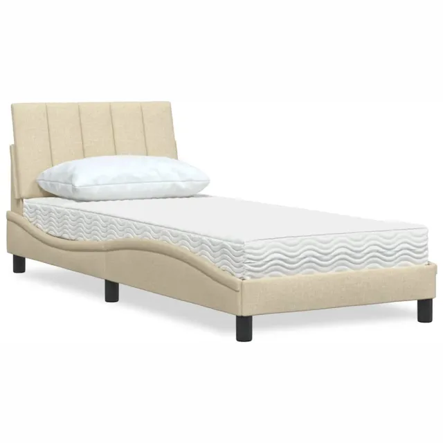 vidaXL Bed met matras "Hanko" stof crèmekleurig 90x190 cm