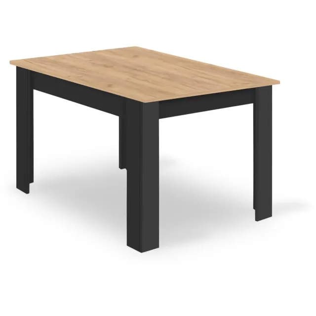 LEOBERT Eettafel NP 120x80 - ARTISAN/ZWART - Modern Design, Kleur: Eiken Artisan Blad en Zwarte Poten, Geschikt voor Keuken, Eetkamer en Woonkamer, 120 x 80 cm