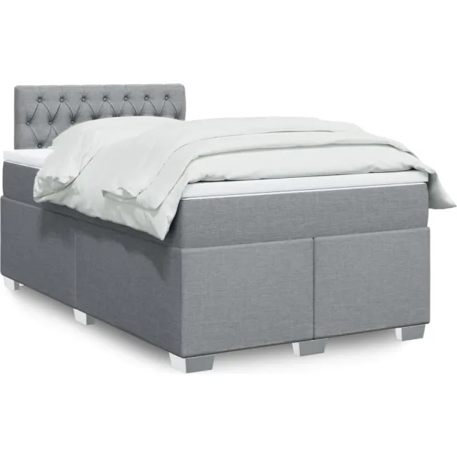 vidaXL Boxspring met matras stof lichtgrijs 120x200 cm grijs