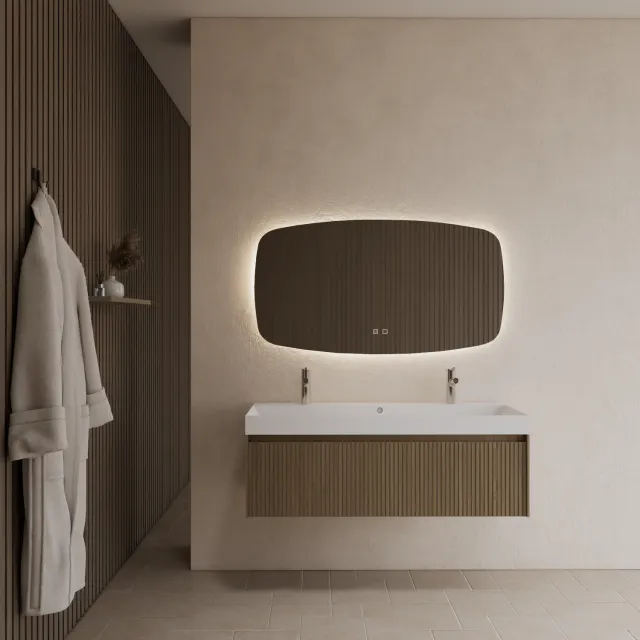 Gliss Design Badkamermeubel Gliss Design Timotheus 140 cm Corn Silk (Keuze Wastafel) Bruin