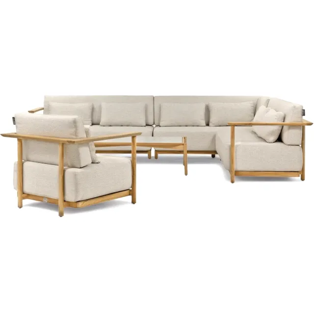 Apple Bee St. Lucia Loungeset 4-delig Links | 316 x 240 cm | SVLK Teak | Incl stoel Naturel