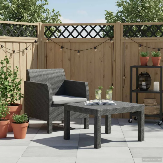 vidaXL 2-delige Loungeset met kussen PP rattan antracietkleurig, foto 2