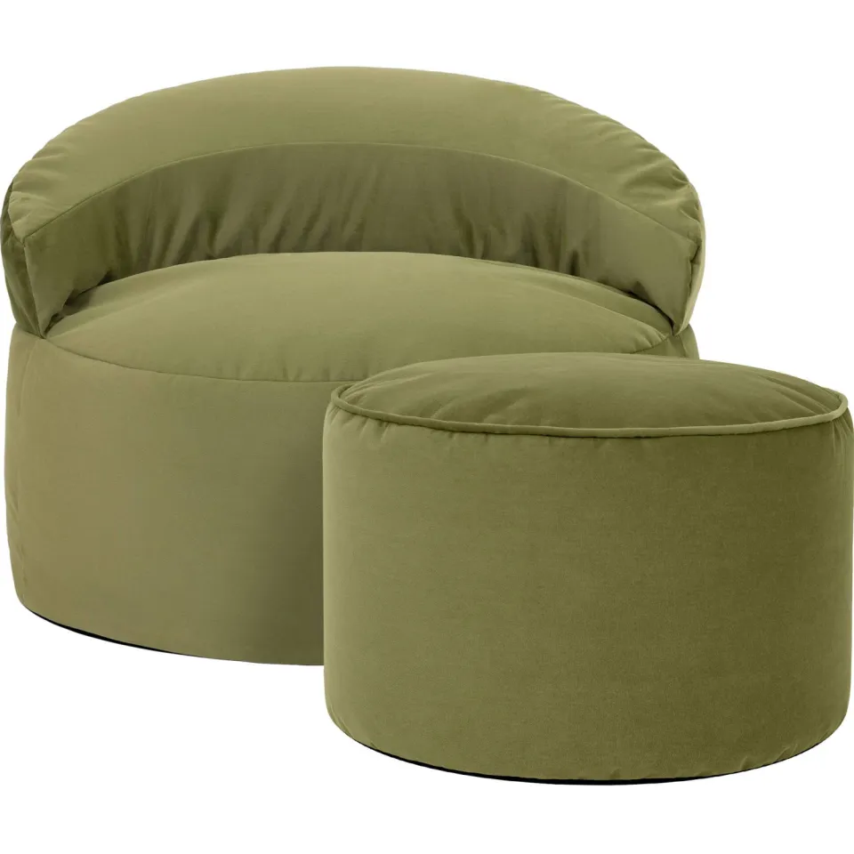 icon - Orb Zitzak Fauteuil met Poef - Fluweel - Terracotta, foto 2