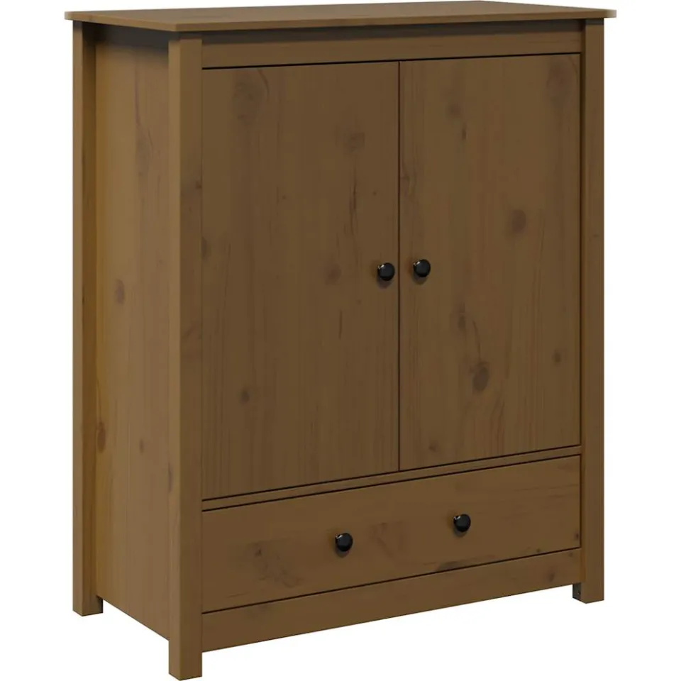 vidaXL Hoge kast 83x41,5x100 cm massief grenenhout honingbruin