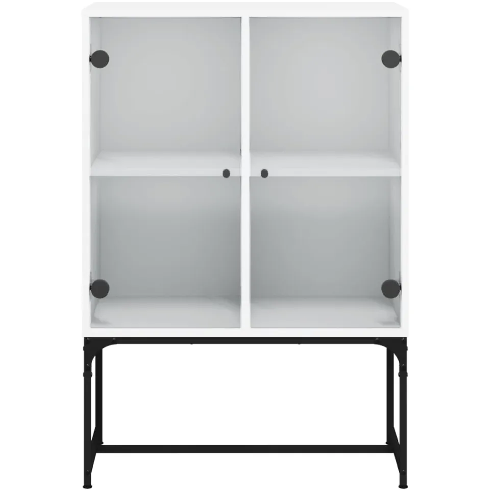 vidaXL Bijzetkast met glazen deuren 69x37x100 cm wit, foto 4