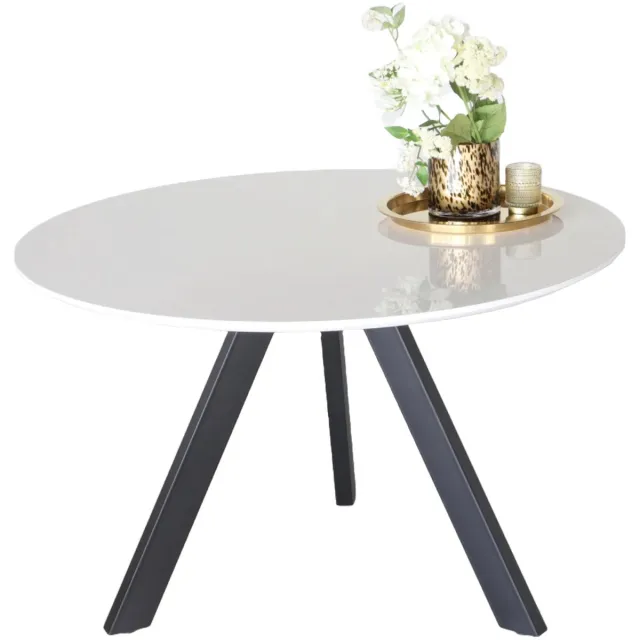Lizzely Garden & Living Eettafel rond Ronsi wit met zwarte poten 120cm ronde tafel MDF eetkamertafel