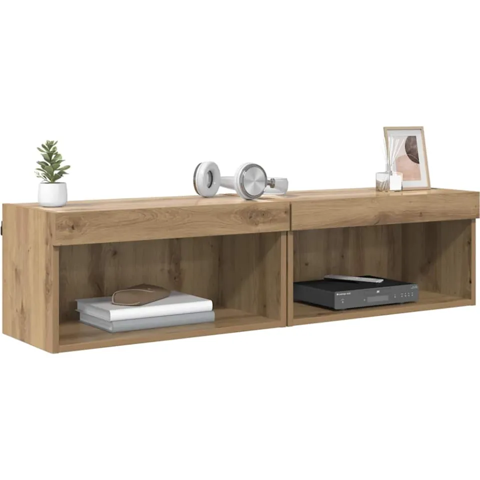 vidaXL Tv-meubelset 2 st Artisan Eiken Bewerkt hout Bruin