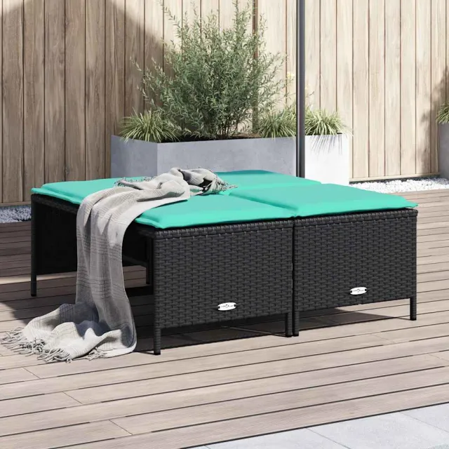 vidaXL Tuinstoelen met kussens 4 stuks zwart polyrotan, foto 2