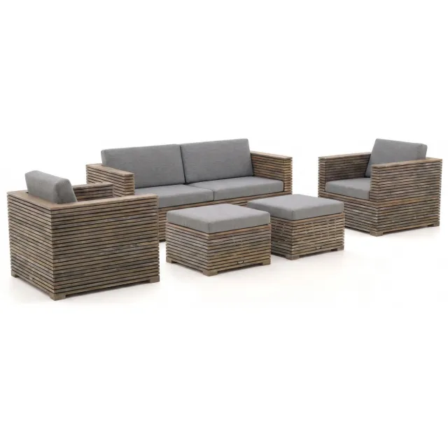 ROUGH Furniture ROUGH-C stoel-bank loungeset 5-delig Bruin