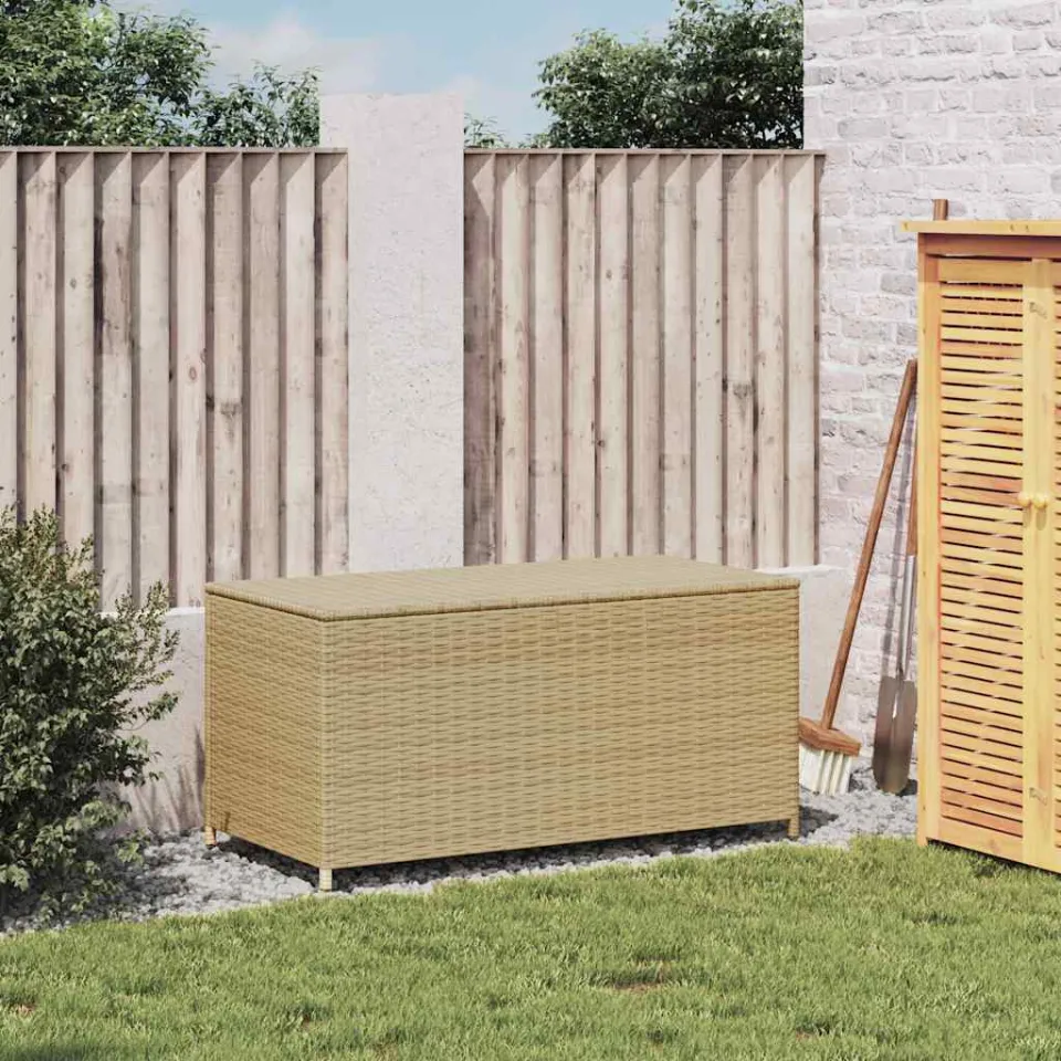 vidaXL Tuinbox met wielen 190 L poly rattan gemengd beige, foto 2