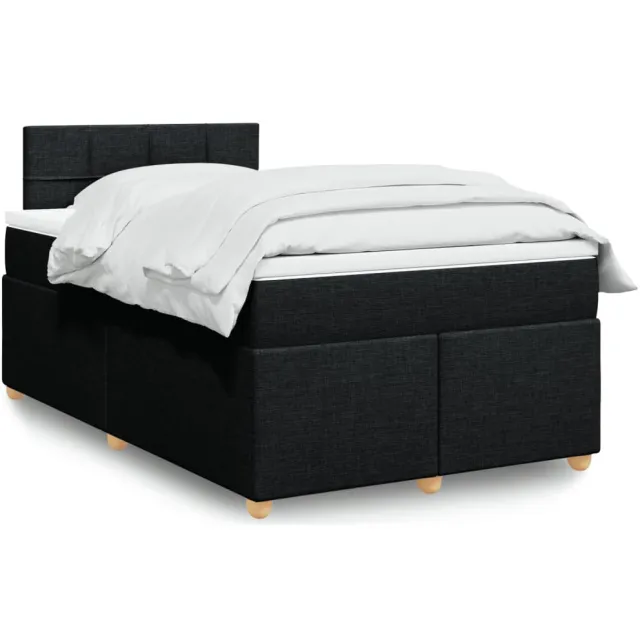 vidaXL Boxspring met matras stof zwart 120x200 cm