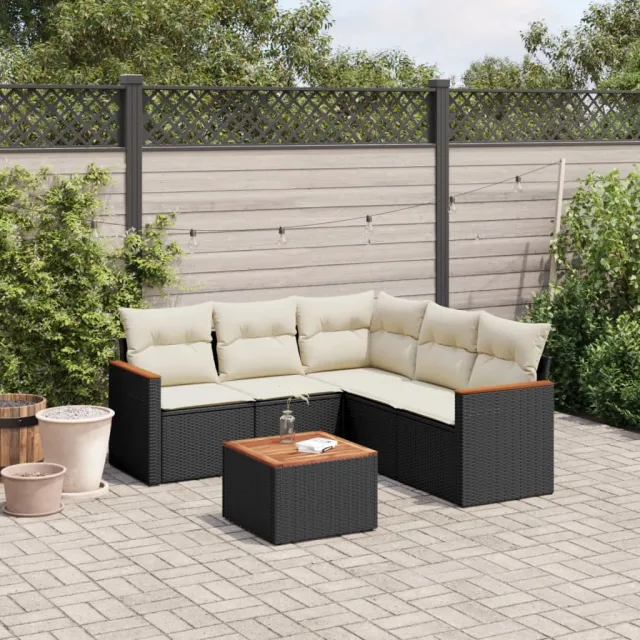 vidaXL Patio Sofa Set 6-zits Black and Cream, foto 2