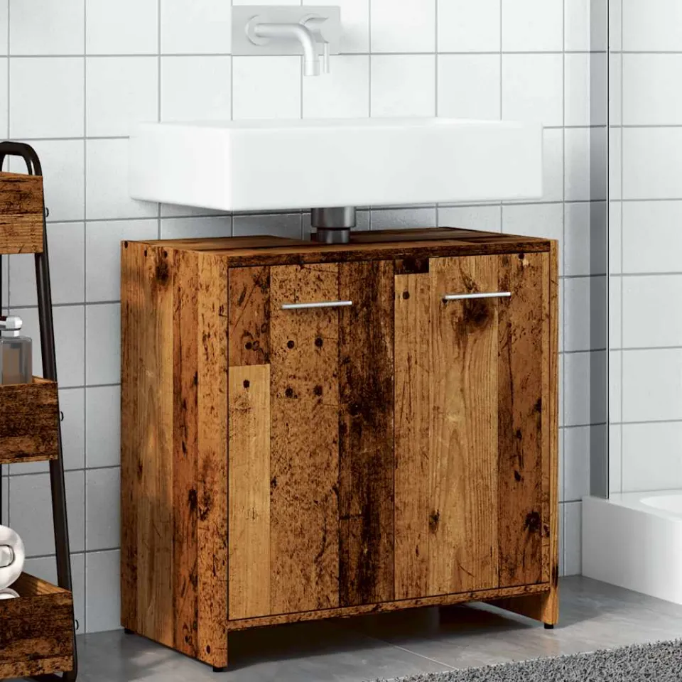 vidaXL Wastafelkast 60x33x60 cm bewerkt hout oud houtkleurig bruin, foto 4