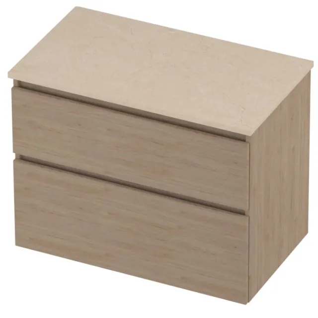 Proline Deck Badmeubelset Hardsteen Asymmetrisch 80x46x55 cm Sand Stone Ideal Oak Eiken