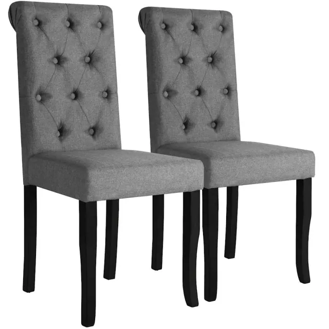 vidaXL Eetkamerstoelen 2 st stof donkergrijs