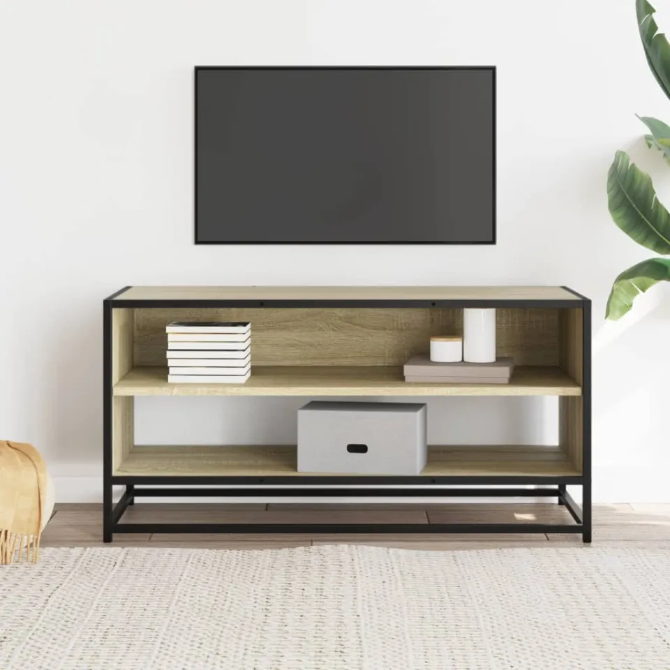 vidaXL Tv-meubel 91x40x46 cm bewerkt hout metaal sonoma eikenkleurig, foto 2