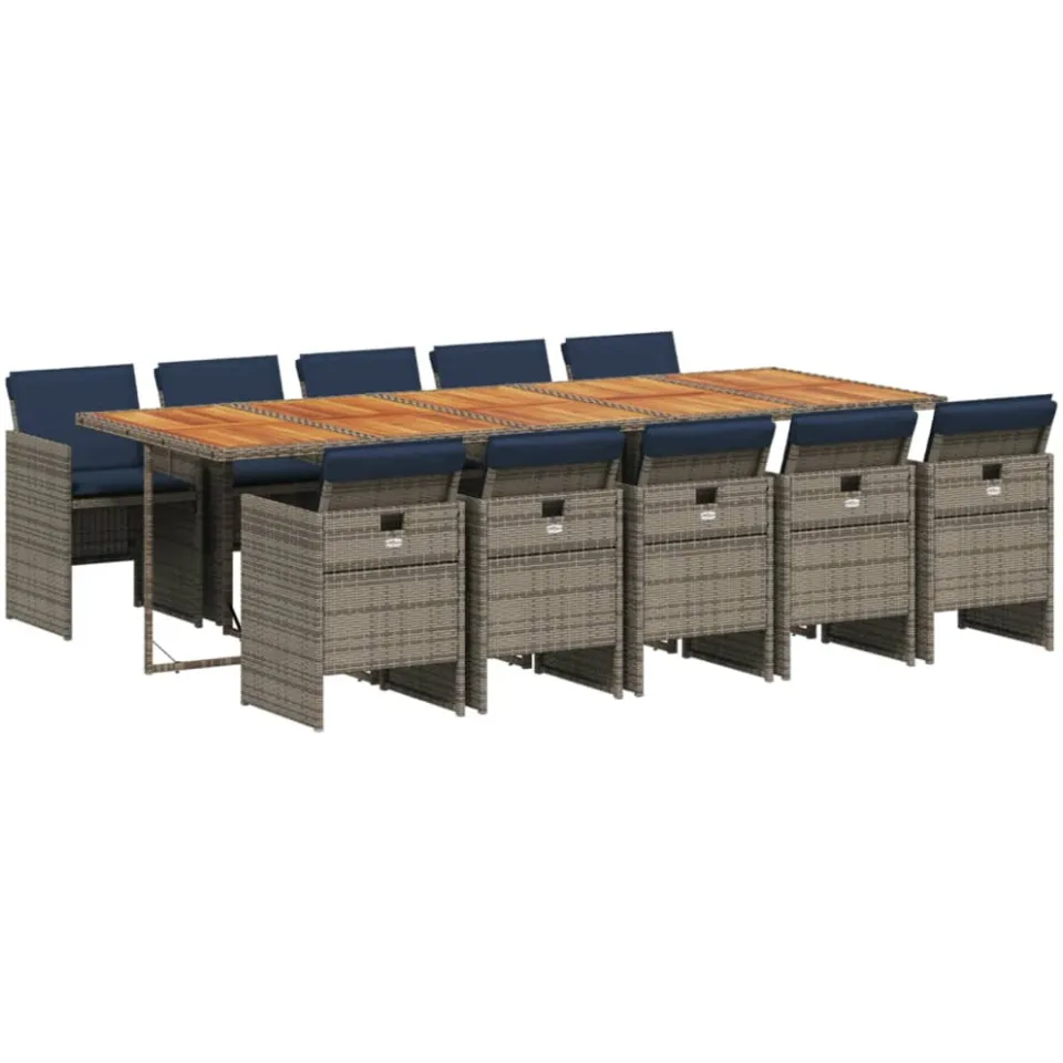 vidaXL 11-delige tuinset met kussens, grijs polyrotan, foto 3