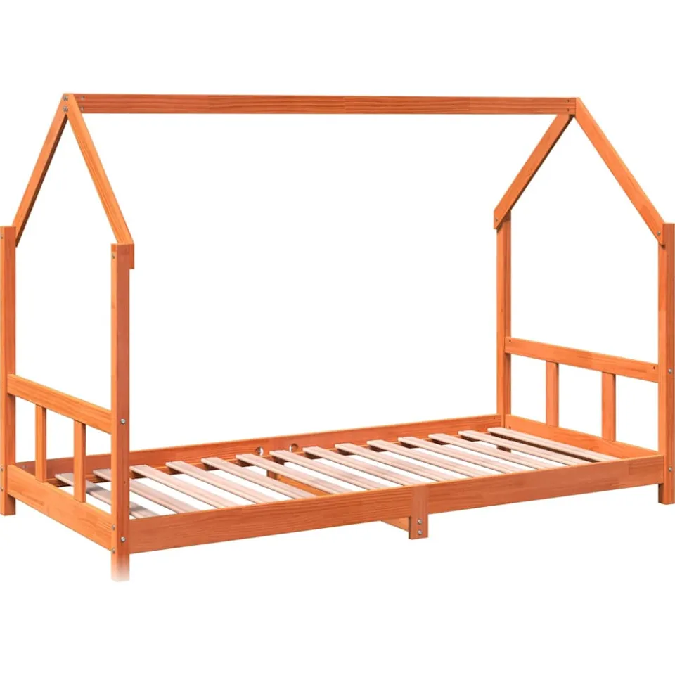 vidaXL Kinderbedframe massief grenenhout wasbruin 90x190 cm bruin, foto 4