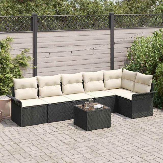 vidaXL Tuin Sofa Set 7 st Zwart poly rattan, foto 2