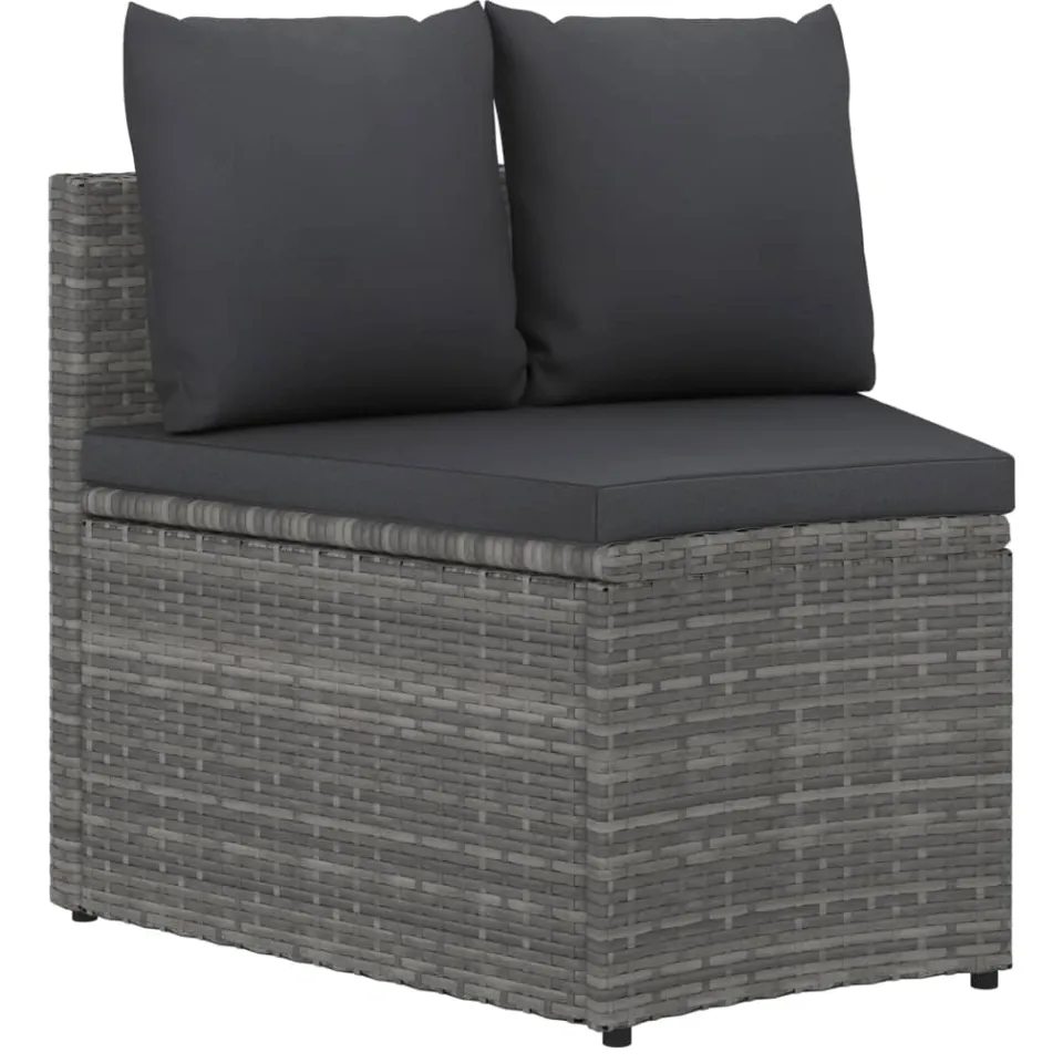 vidaXL 7-delige Loungeset met kussens poly rattan grijs, foto 4