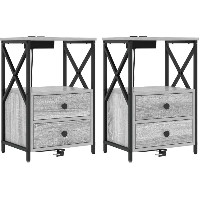 vidaXL Nachtkastje 2 st Grijs Sonoma 40 x 31 x 60 cm Bewerkt hout