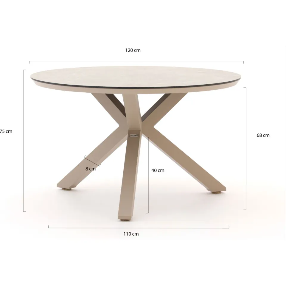 Tierra Outdoor Orbital dining tuintafel ø 120cm (h: 75cm) taupe, foto 2