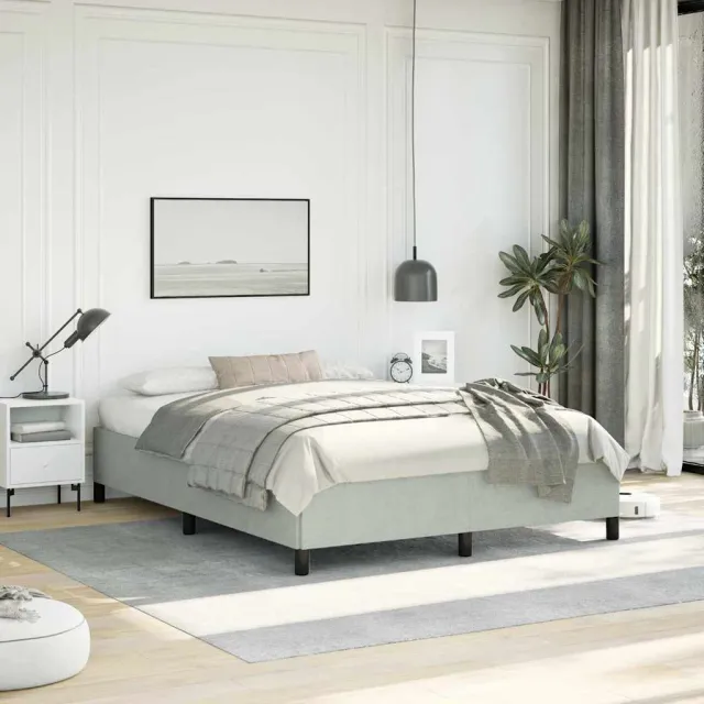 vidaXL Bedframe zonder matras lichtgrijs 152x203 cm Queen fluweel grijs