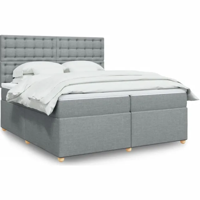 vidaXL Boxspring met matras stof lichtgrijs 200x200 cm grijs