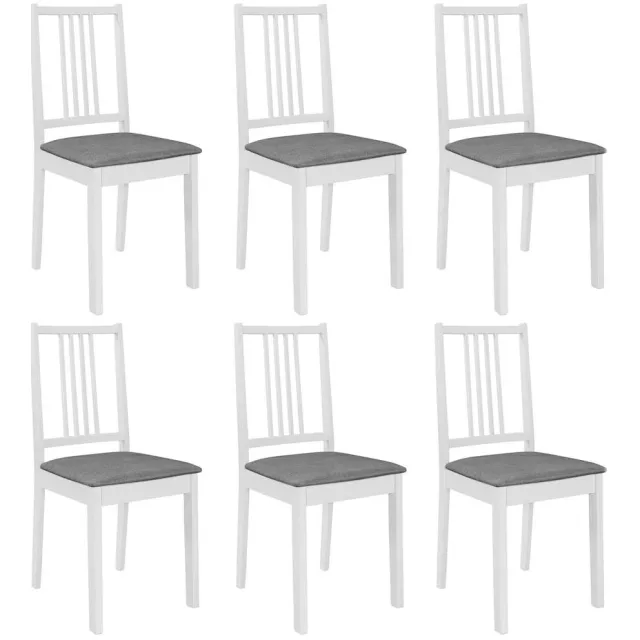 vidaXL Eetkamerstoelen met kussens 6 st massief hout wit