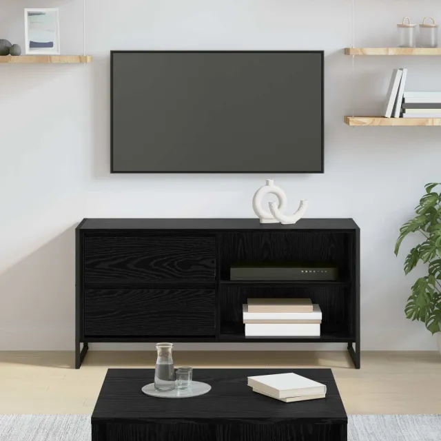 vidaXL TV-kast 100 x 36 x 49,5 cm Zwart Eiken Bewerkt hout