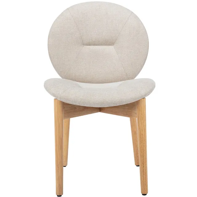 Vente-unique Set van 2 stoelen van stof en heveahout - Beige - ISADIO