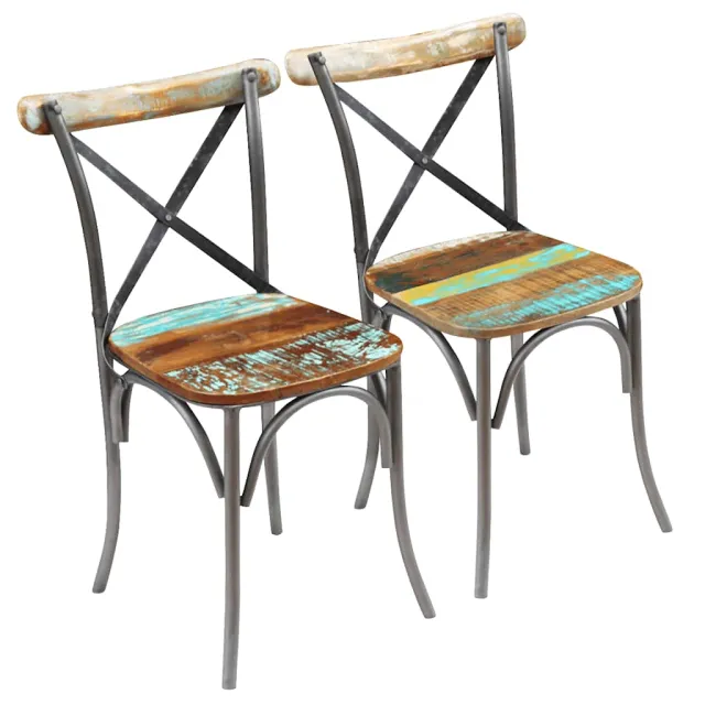 vidaXL Eetkamerstoelen 2 st massief gerecycled hout Meerkleurig