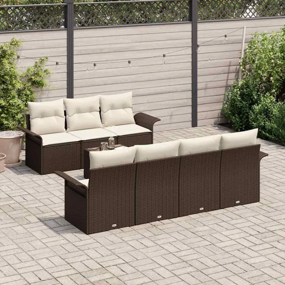 vidaXL Tuin Sofa Set 8 st Bruin poly rattan, foto 3