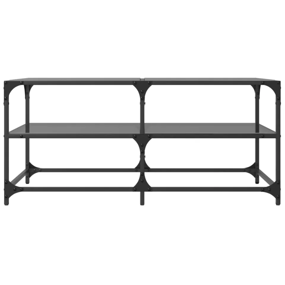 vidaXL Salontafel met zwart glazen blad 98,5x50x45 cm staal