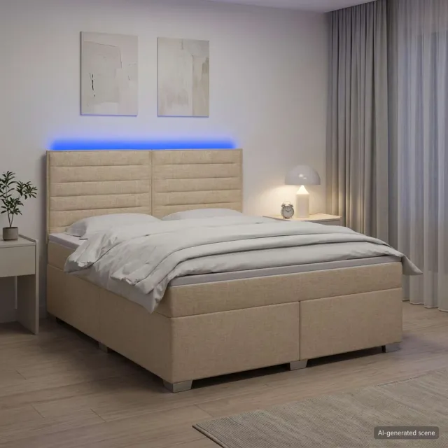 vidaXL Boxspringbed met matras Crèmekleurig 160 x 200 cm Stof