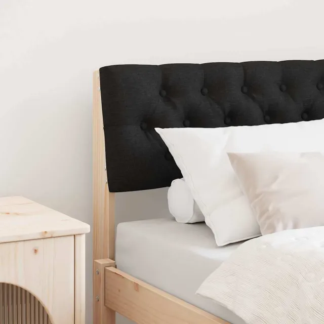 vidaXL Gestoffeerd hoofdbord Zwart 80 cm Massief grenenhout Bruin