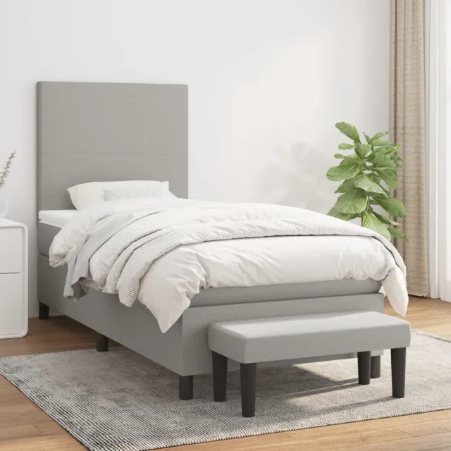 vidaXL Boxspring met matras stof lichtgrijs 90x190 cm grijs