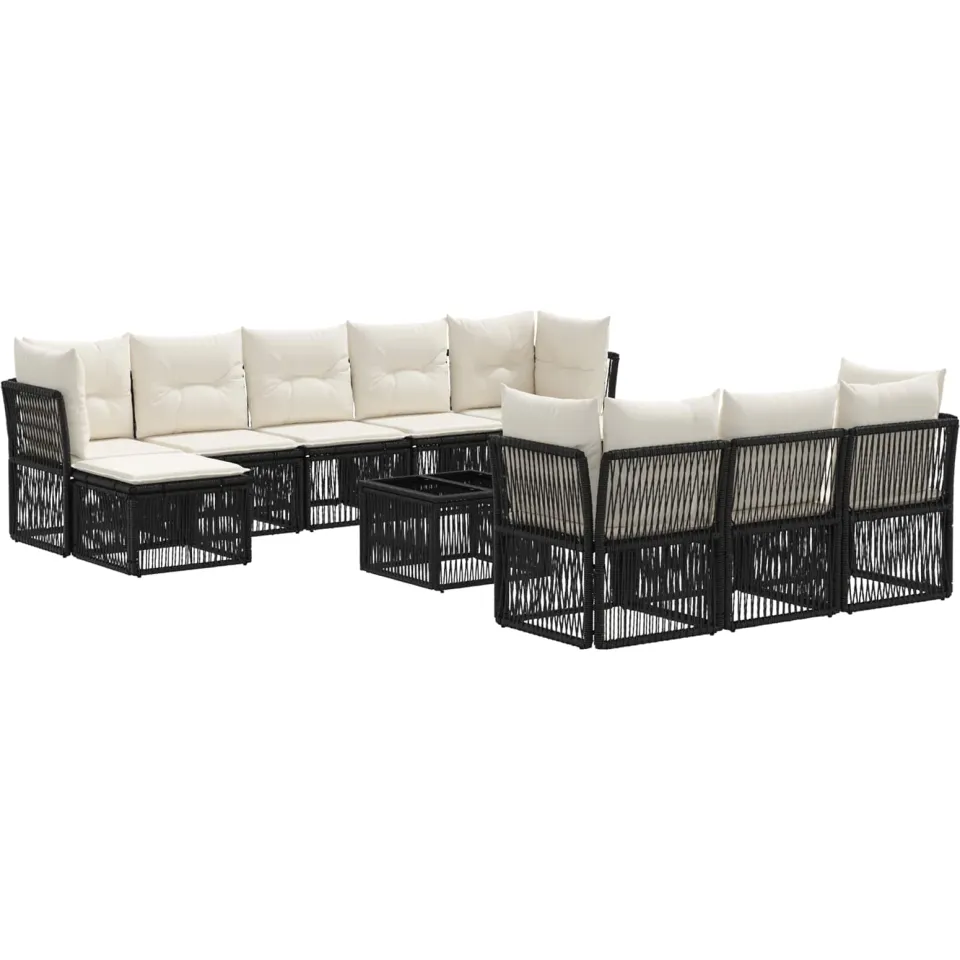 vidaXL Tuinbankenset 11 st Zwart poly rattan, foto 3