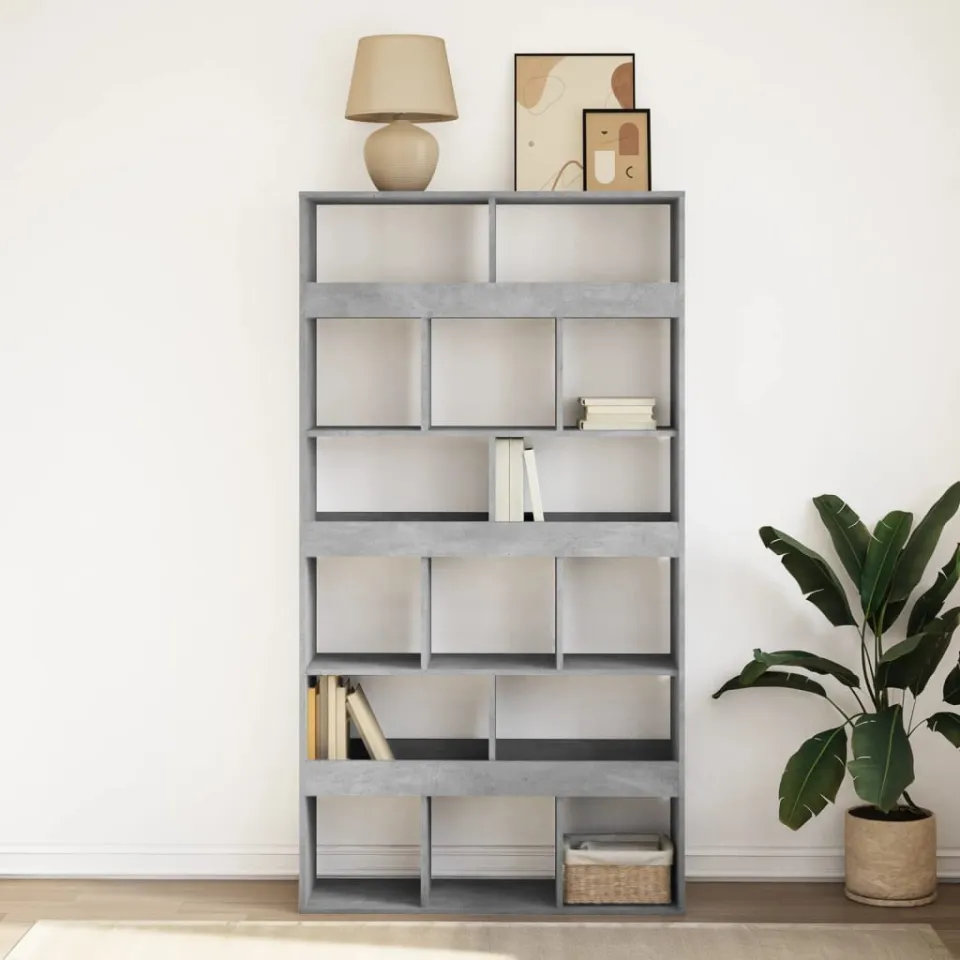 vidaXL Boekenkast 100x33x187,5 cm bewerkt hout betongrijs grijs, foto 2