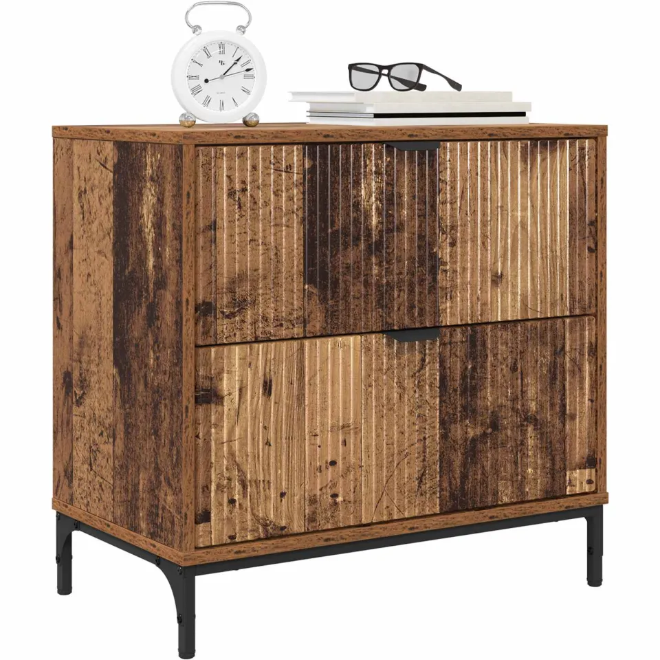 vidaXL Nachtkastje Oud hout 63.5 x 36 x 61 cm Bewerkt hout Bruin
