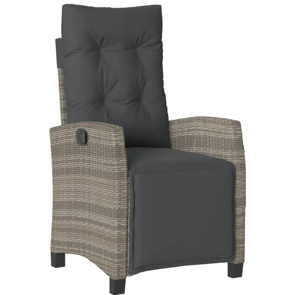 vidaXL 7-delige Tuinset met kussens poly rattan grijs